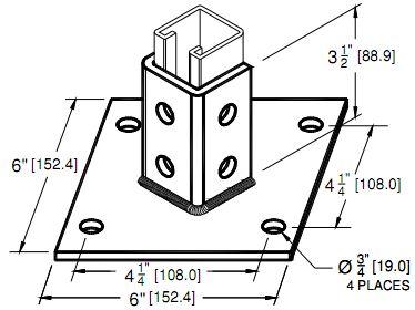phoenix support system p13 post base single channel 4 hole standard 3 1 2 pensacola hardware co phoenix support system p13 post base single channel 4 hole standard 3 1 2 pensacola hardware co